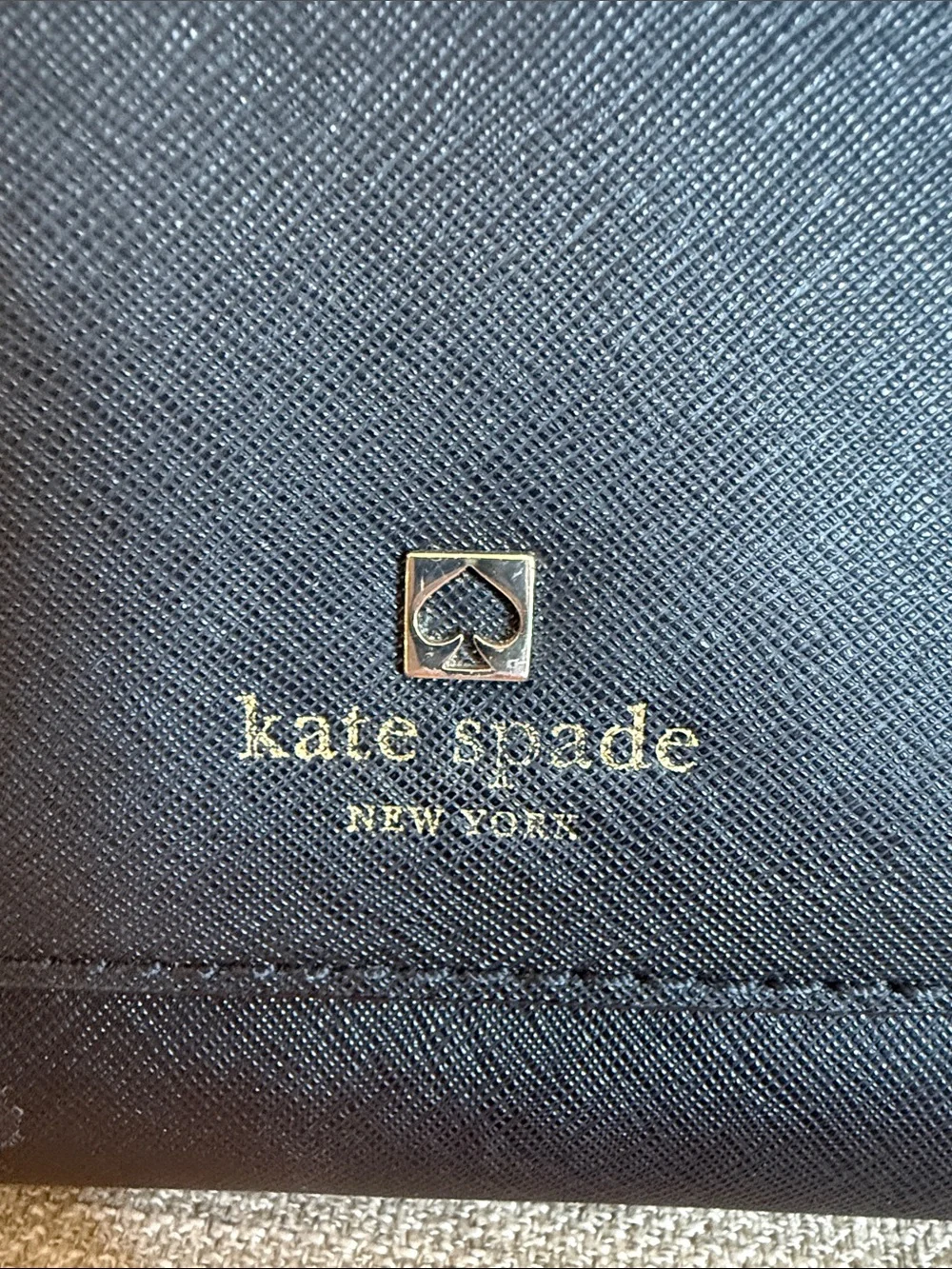 kate spade black leather crossbody with gold hardware
